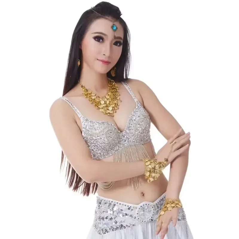 2024 New Tribal Glitter Rhinestone Belly Dance Beaded  Bra Top For Carnival Cabaret Party