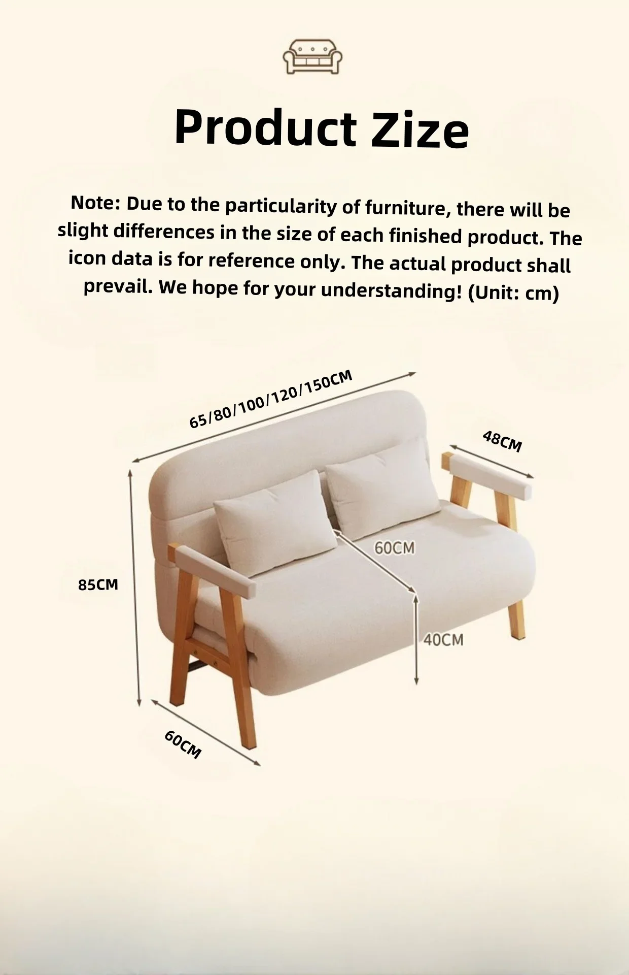 A Cotton Linen Fabric Factory Wholesale Price Sofa Two Seat Arm Chair Sofa Folding Bounce Foam Bed Reception Room