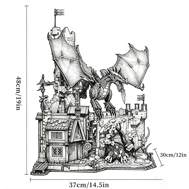 3745PCS new collection Dungeon Red Dragon story building blocks house model assembly toys Christmas gifts