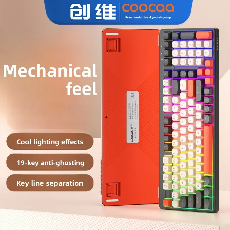 

Проводная игровая клавиатура COOCAA, 103 клавиши, RGB-подсветка, механическая клавиатура с USB-C, эргономичная клавиатура для ПК, ноутбука, Windows, Mac