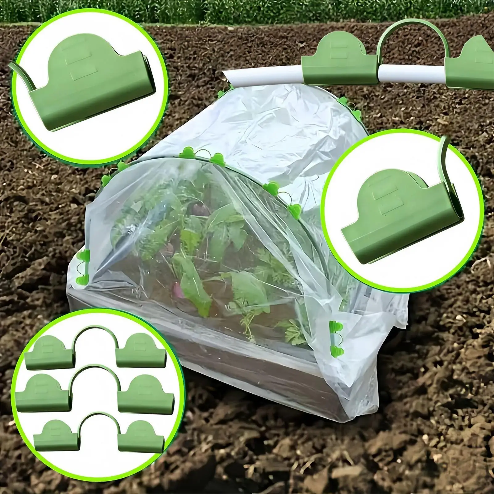 Greenhouse Clamps 200pcs Shading Net Film Row Cover Fixing Clips 6mm Garden Plant Support Hoops Connector Frost Cloth Fastener