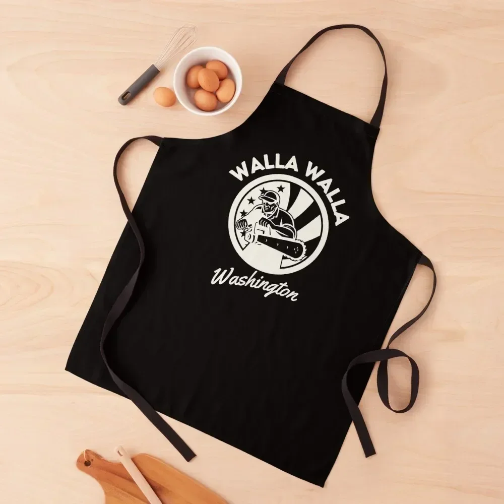 

Retro Bold Walla Walla Washington - Beige - Arborist / Lumberjack / Tree Work / Outdoors Apron manicurist Chef Accessory Apron
