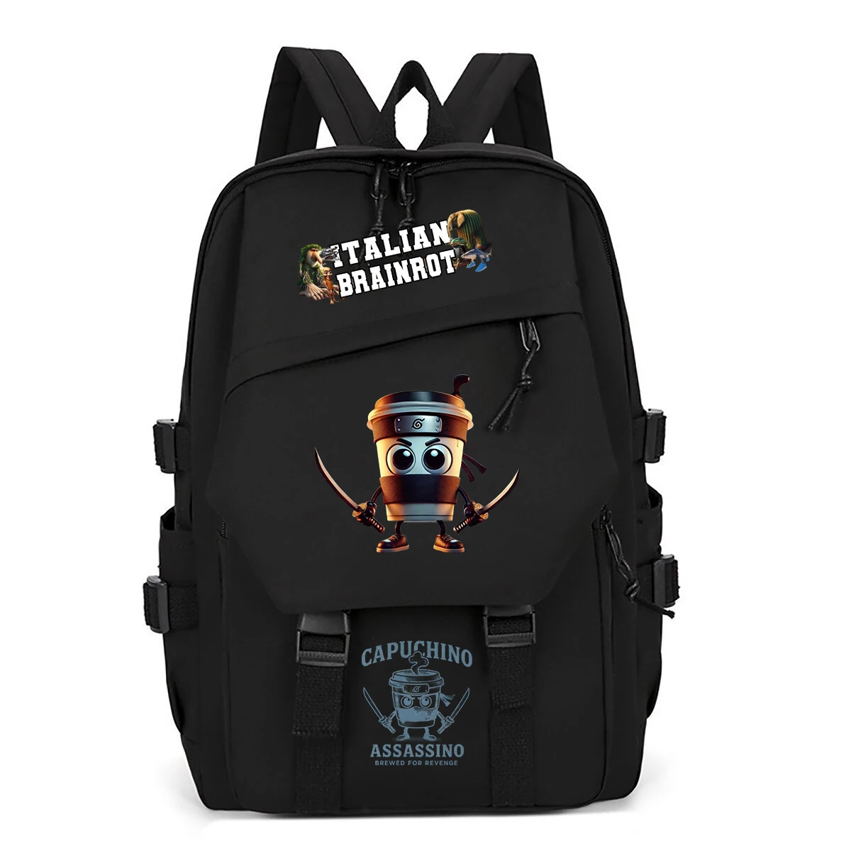 

Italian Brainrot Student Backpack Teenager Canvas Laptop School Bags Cappuccino Assassino Backpack for Boys Girl Fashion Bagpack