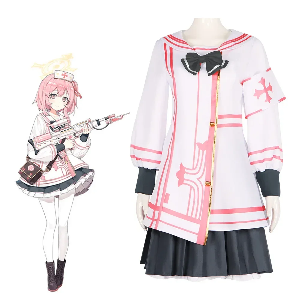 

Game Blue Archive Sumi Serina Cosplay Costume Halloween Nurse Role Play Women Girls White Pink Coat Black Skirt Pants Full Suit