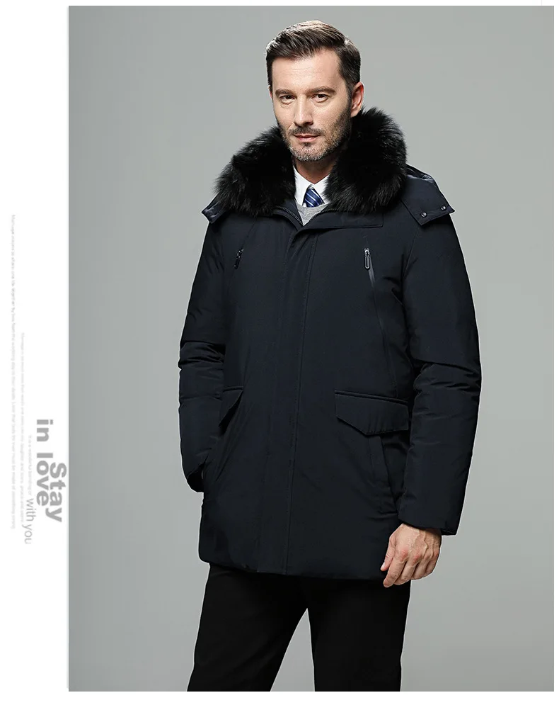 Canada Fashion Winter Jacket for Men Down Coat Parkas Men's White Goose Down Jacket Puffer Padding Detachable Fur Collar HYX0018