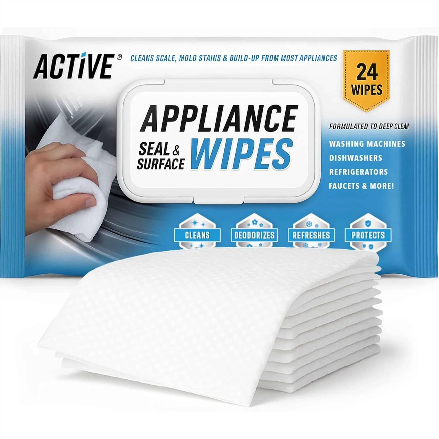 

Heavy Duty Appliance Surface Cleaner Wipes for Washing Machine, Dryer, Stainless Steel, Glass Cooktop, Microwave, Dishwasher