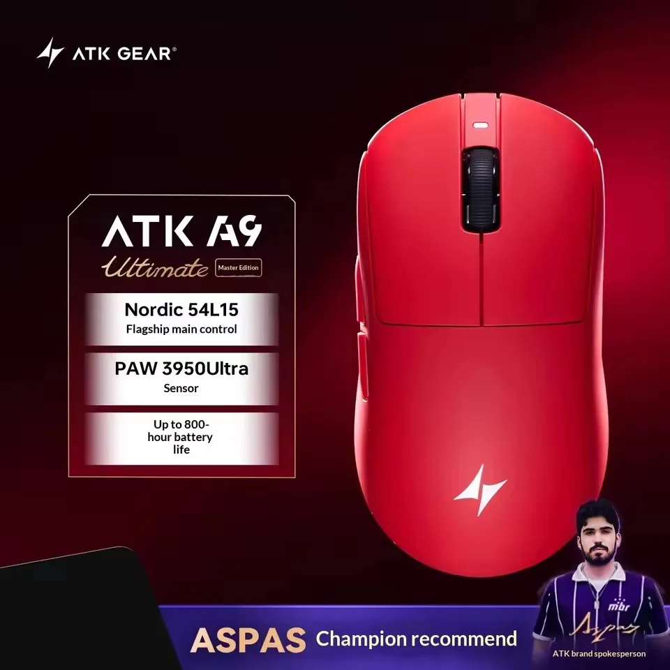 

ATK A9 Air Ultimate Wireless Gaming Mouse Tri-Model Dual 8KHz PAW3950UItra 800mAh 42000DPI 750IPS Lightweight Ergonomic E-sports