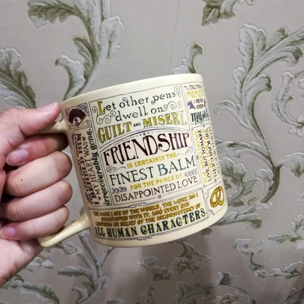 

1 Pcs Jane Austen Coffee Mug Tea Cup Pride and Prejudice Ceramic Cups for Coworker Book Novel Gifts Jane Austen Saying Mug