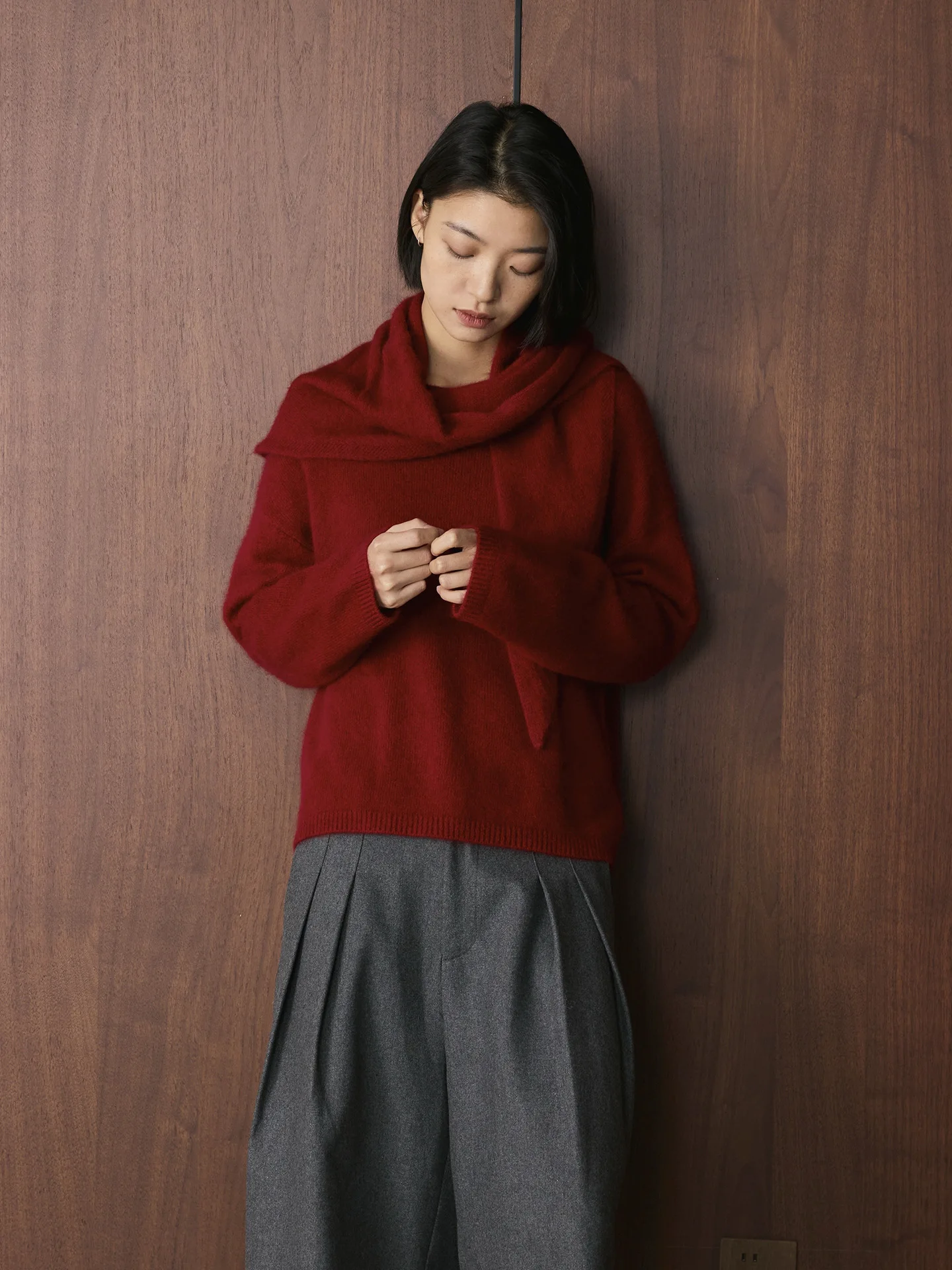 

Winter new Korean lazy style round neck knitted wool sweater soft and comfortable casual top for women