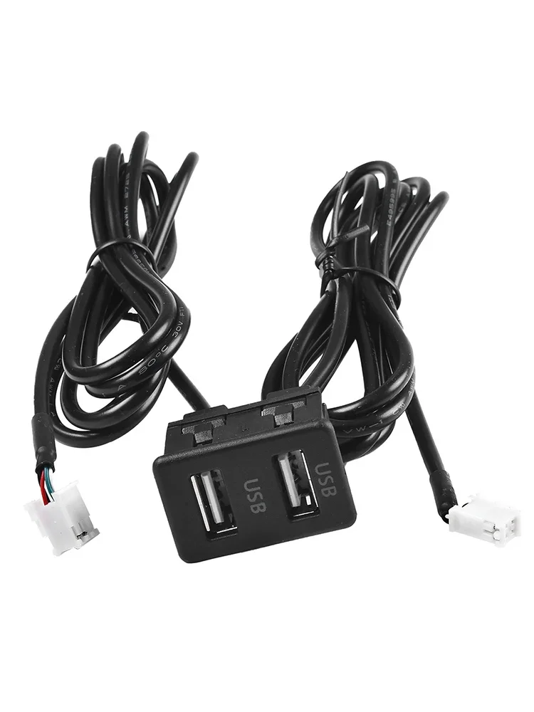 Dual USB Car Socket Charger Car Dash Mount Dual USB Port Panel Interface Extension 145cm Cable Adapter Dual USB Voltmeter Mobile