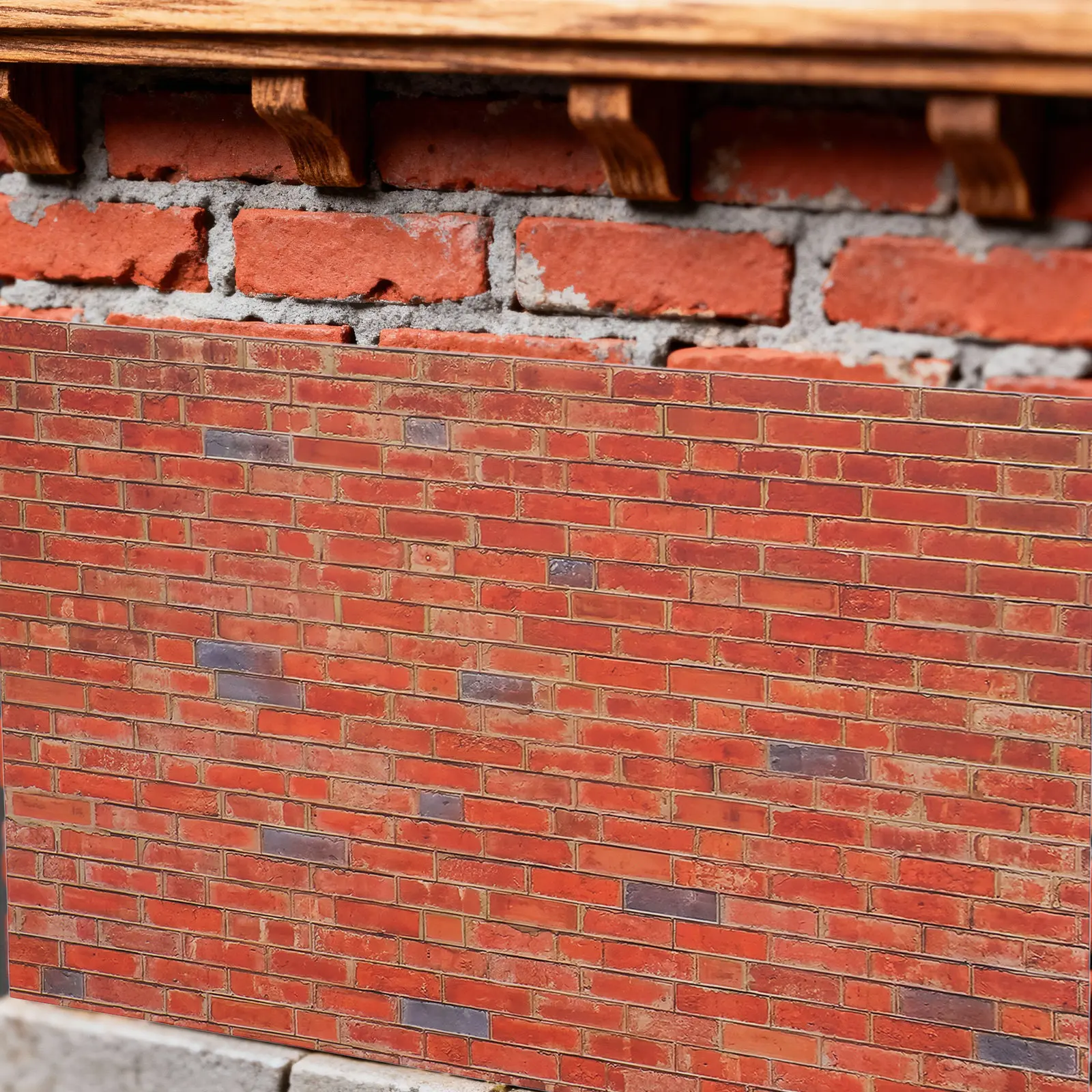 

9pcs 1:12 Dollhouse Wallpaper Peel Stick Brick Texture Miniature Wall Covering For House Self Adhesive Removable Decor