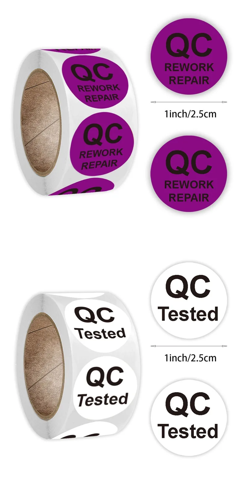 500Pcs QC PASS Adhesive Labels Factory QC Sticker QC Quality Inspection Sticker 1inch Round Seal Stickers Business Supplies