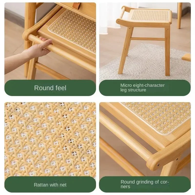 Modern Furniture Rattan Stool Bedroom Dressing Chair Living Room Sofa Footstool Leisure Creative Square Stool Home Accessories