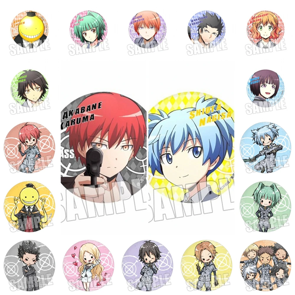 58mm Anime Assassination Classroom‌ Isogai Yuuma Maehara Hiroto Cosplay COSTUME Badge Pin SPTE Tinplate Brooch﻿ Prop