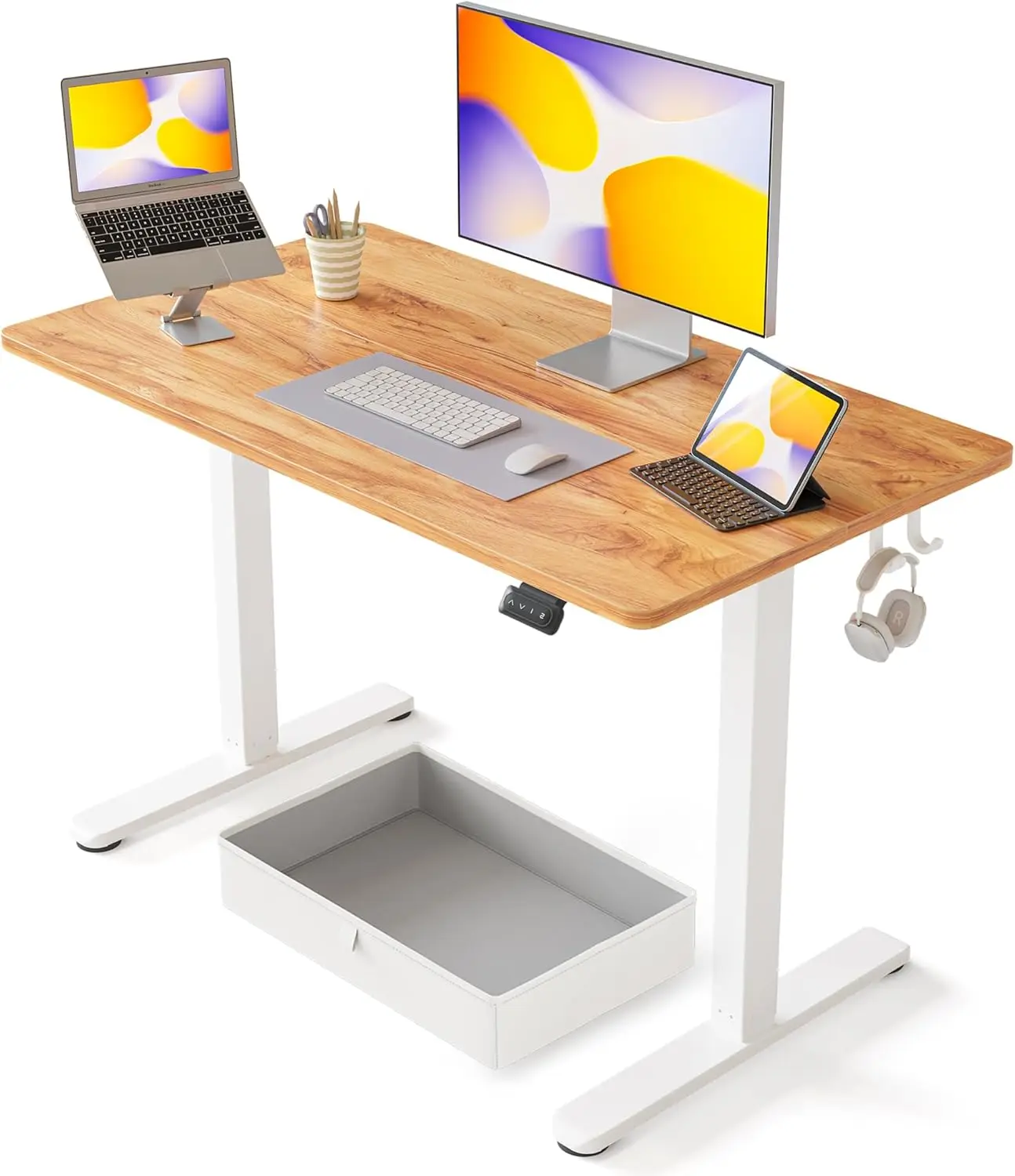 

40 x 24 Inch Standing Desk with Drawer, Sit Stand Computer Desk, Ergonomic Workstation, Home Office Stand Up Table with S