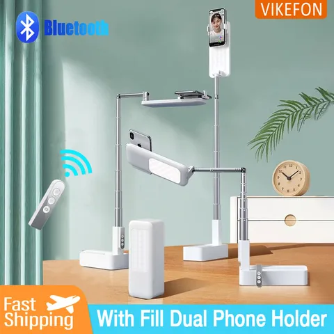 Suporte duplo multifuncional ptz para celular ao vivo com luz de preenchimento de 1000mAh Controle Remoto Bluetooth Suporte de tiro retrátil