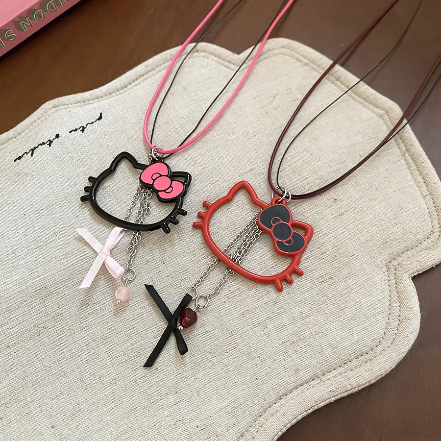 Kawaii HelloKitty мультяшные ожерелья аниме цепочки на ключицы шейные цепочки ожерелья свитера цепочки рождественские подарки для девочек друзей