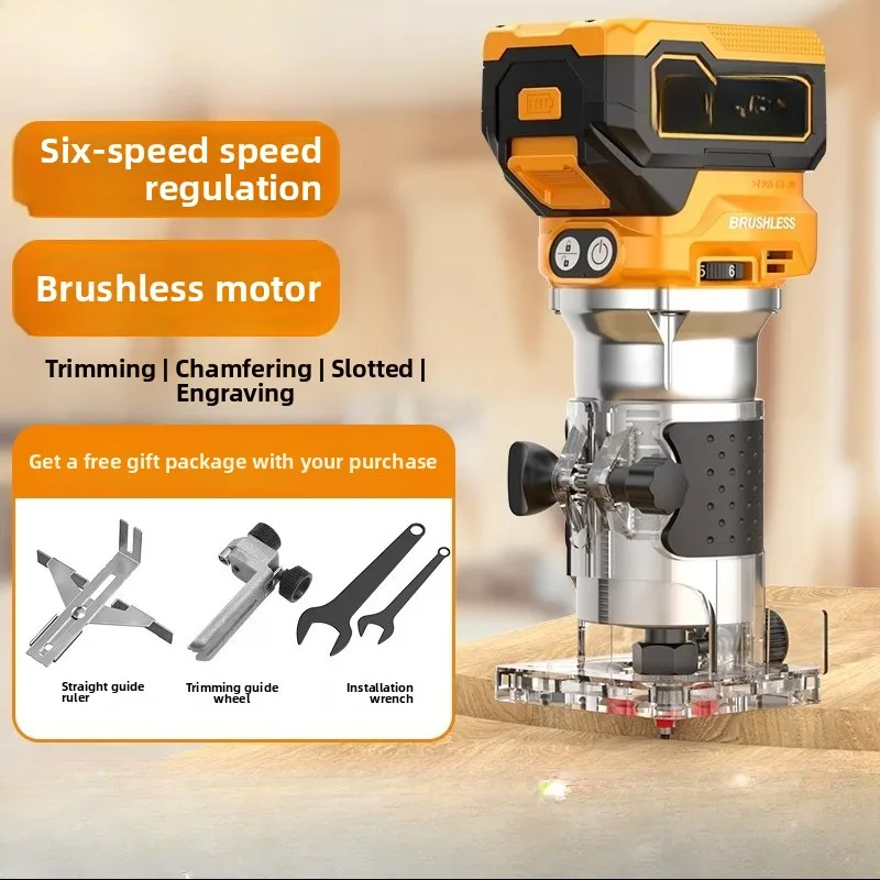 

Brushless lithium battery trimming machine Woodworking household rechargeable slotting machine Electric trimming slotting