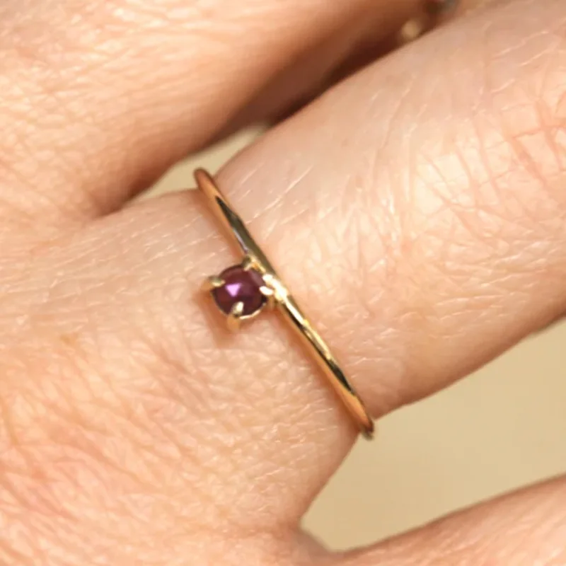 New Stainless Steel Shinny Purple Color Ring for Women Girl Gold Color Thin Ring Wedding Party Jewelry