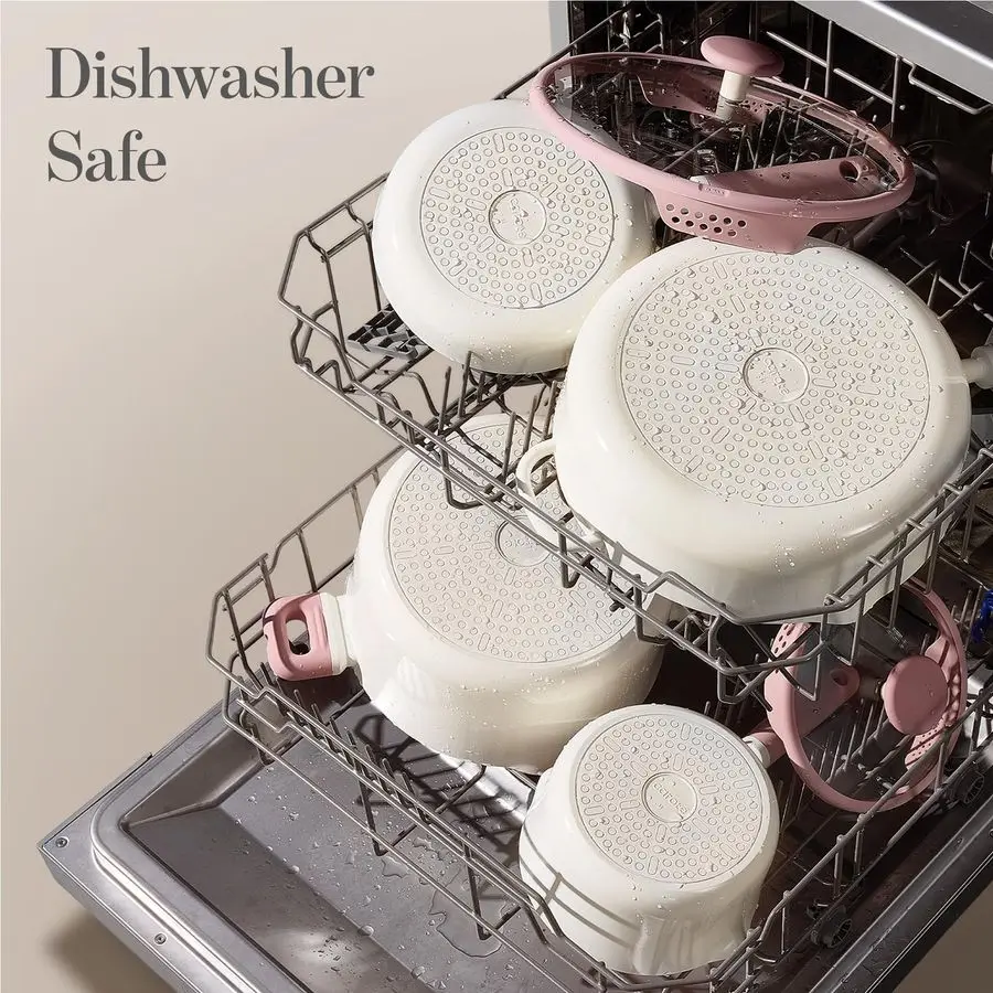 7QT Nonstick Stock Pot with Lid, Ceramic Casserole with Ladle, Nontoxic Kitchen Soup Pot, Big Cooking Pots PFAS and PFOA Free - Image 5