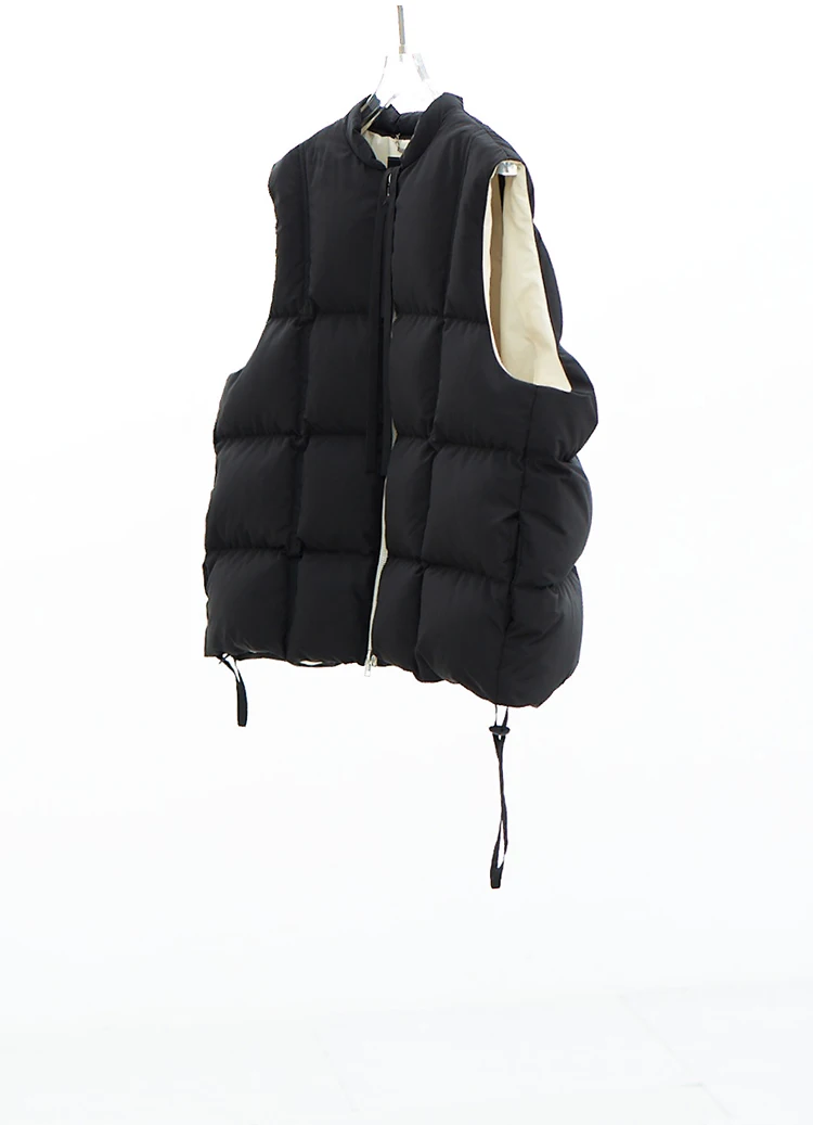 Down Vest~Checkered Stand-Up Collar Color-Blocked Duck down Vest for Petite Women, Suitable for Outerwear or Layering, 2026 Winter Women's Fashion