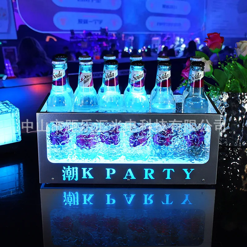 

Luminous ice bucket champagne beer frame bar ktv wrought iron paint anti-drop ice bucket champagne bucket clear bar night show