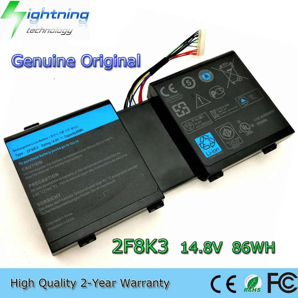 Brand New Genuine Original 2F8K3 14.8V 86Wh Laptop Battery for Dell Alienware 17 17X M17X R5 18X M18X R3 P18E