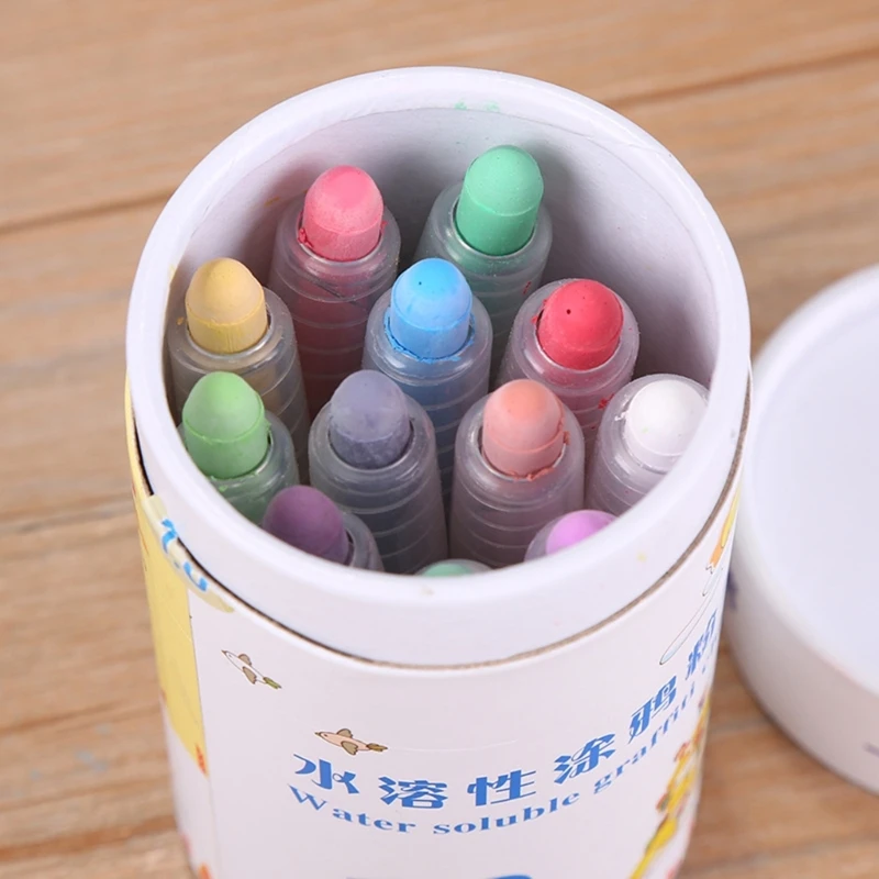 12Pcs Dust Twistable Chalk with Chalk Holder, Washable Sidewalk Chalk