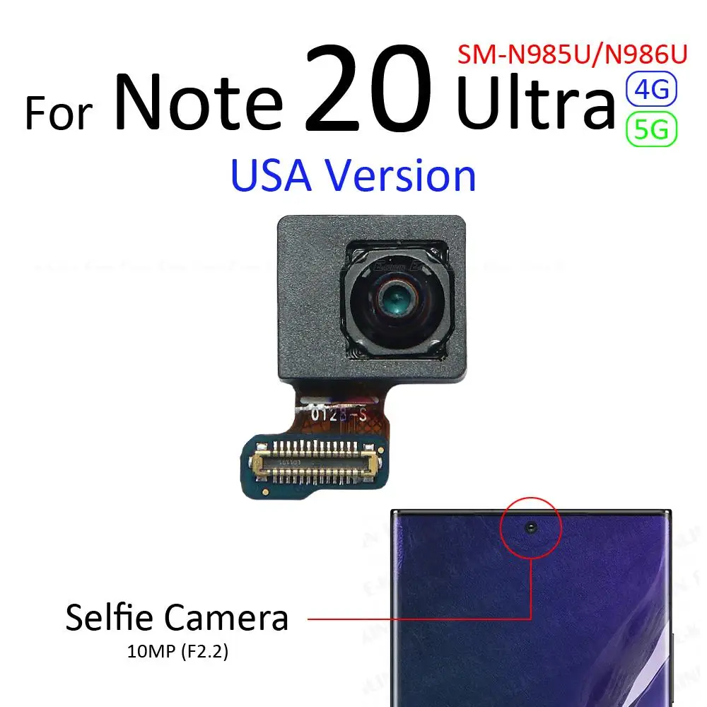 Fotocamera selfie frontale per Samsung Galaxy Note 20 Ultra N980 N981 N985 N986 Parti del cavo flessibile