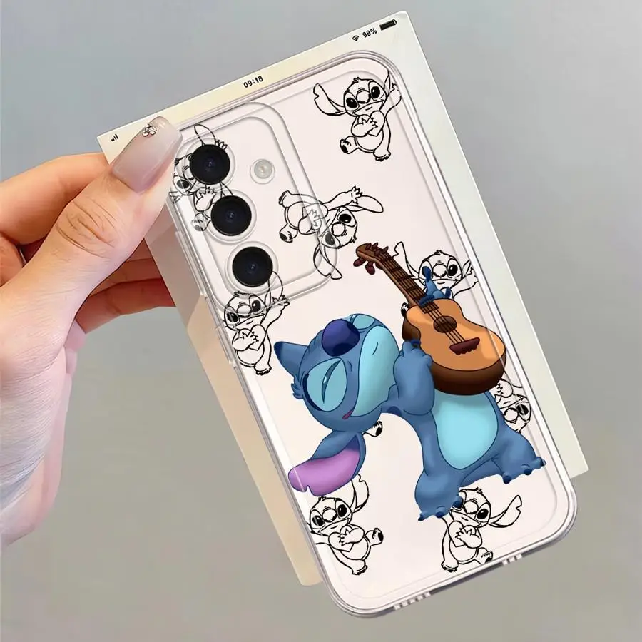 Funda transparente para teléfono Samsung Galaxy A50 A52s A12 A32 A21s A51 A71 A16 A72 A31 A52 Disney Stitch dibujos animados lindo