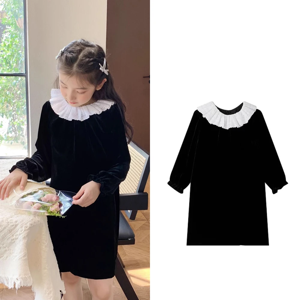 

Новинка 2023 года, зимнее детское платье для девочек, шелковое бархатное платье Bp, платья принцессы с длинными рукавами