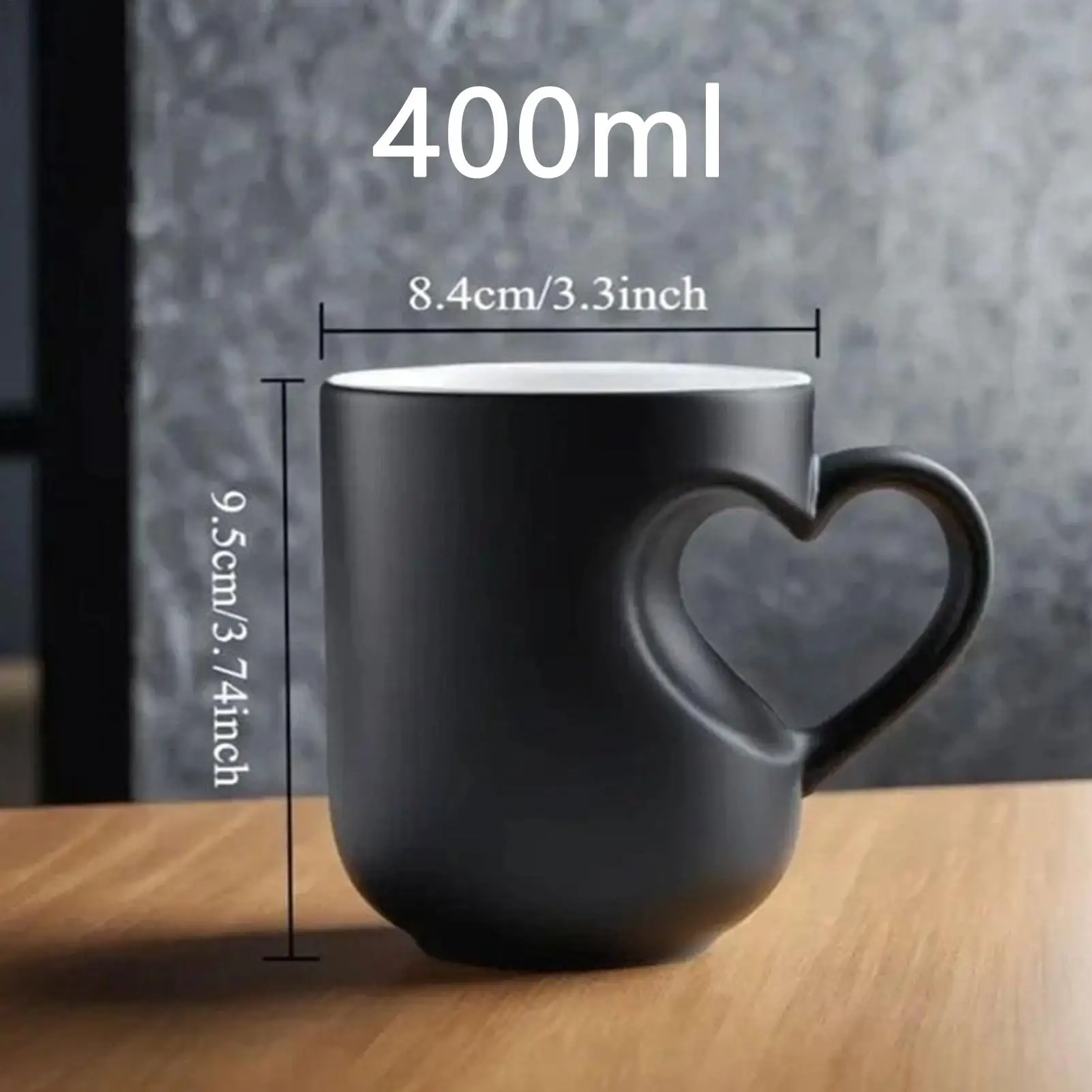 Color Change Mug Heart Shape Handle Milk Juice Cup Ceramic Heat Activated Mug for Women Men Kids Family Workplace Home Dorm