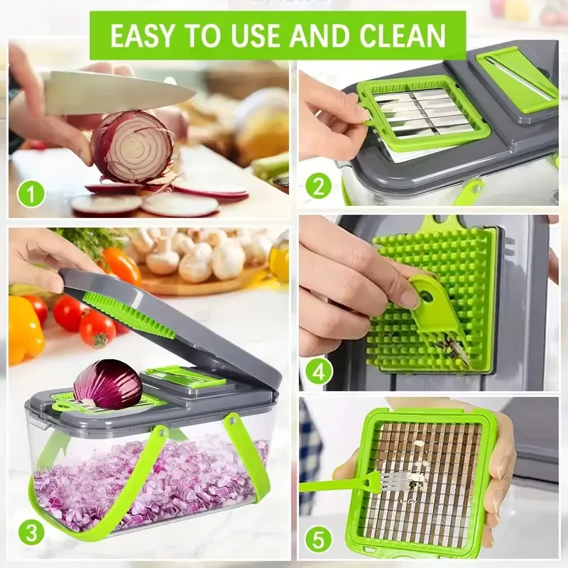 

Multifunctional 22 in 1 Vegetable Chopper, Kitchen Vegetable Slicer Dicer Cutter, Veggie Chopper With interchangeable Blades