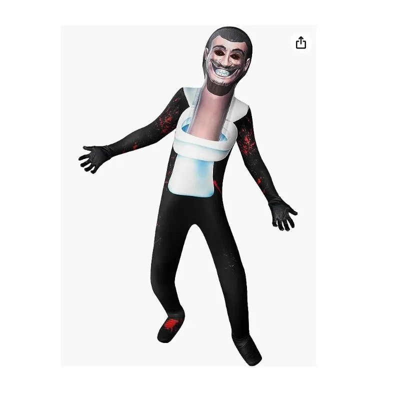 Skibidi 꽉 끼는 옷 coswear 점프 슈트 어린이 게임 코스프레 의류 모니터 대 화장실 남자