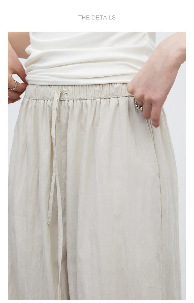 CHIC VEN New Women Pants Solid Loose Casual Wide Leg Pant Elastic Waist Female Thin Trousers Pleated Spring Summer 2026