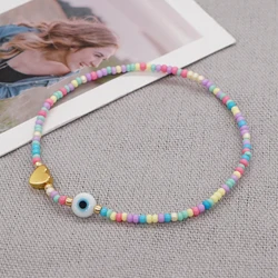 Go2BoHo Fashion Jewelry Boho Bracelet Golden Heart White Glazed Evil Eye Colorful Seed Beaded Good Luck Bracelets for Women 2023