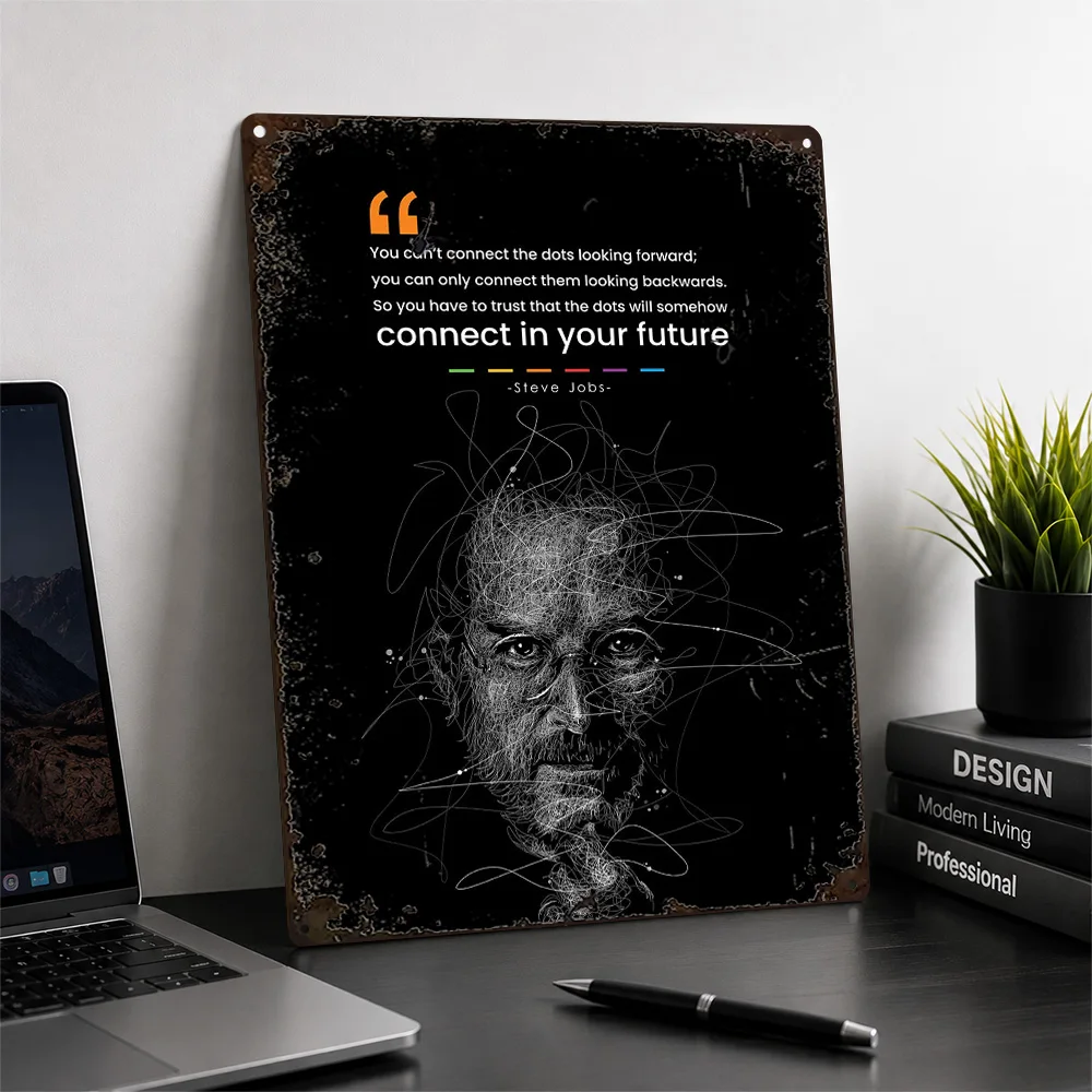 Steve Jobs Future Quote Printed Poster Scribble Wall Art For Reading Room Customized Aluminum Metal Sign Business Owner Gift