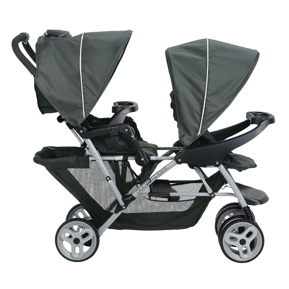 DuoGlider Double Stroller | Lightweight Double Stroller with Tandem Seating, Glacier