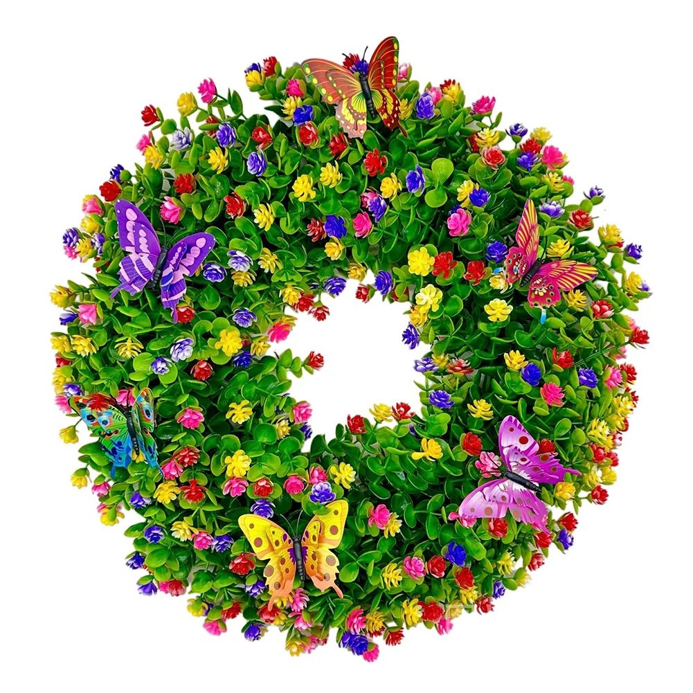 

Венок из искусственного эвкалипта, пластиковый цветочный венок, венок из листьев эвкалипта, летний венок для декора стен и окон входной двери