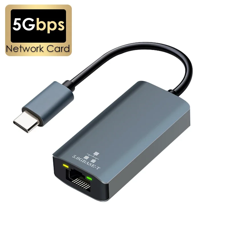 

Проводной сетевой адаптер 5 Гбит/с USB Type C в RJ45 LAN USB-C Ethernet-конвертер-концентратор для ноутбуков Win 11, поддерживает 5G/2,5G/1G/100M