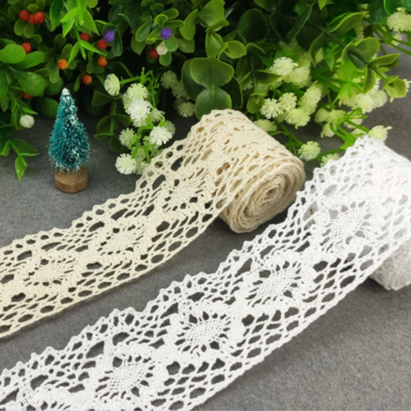 

30 Yards/lot Cotton LaceTrim White Beige Home Textile Hairdresser Crafts Diy Underwear Clothing Decoration Sewing Accessories