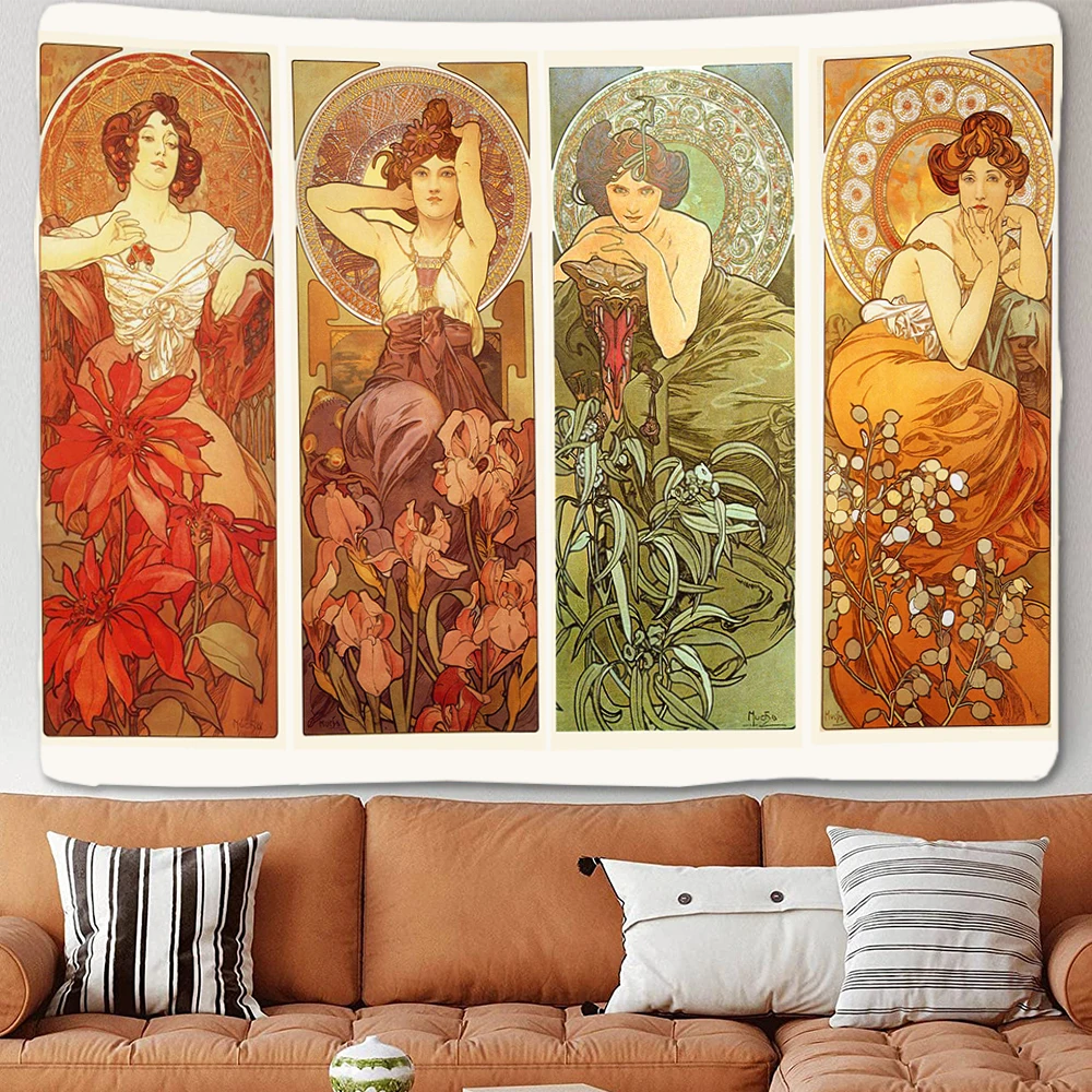 Illustrated Tapestry Tarot Wall Hanging Bohemian Aesthetics Room Decor  Bedroom Dormitory  Backdrop Cloth