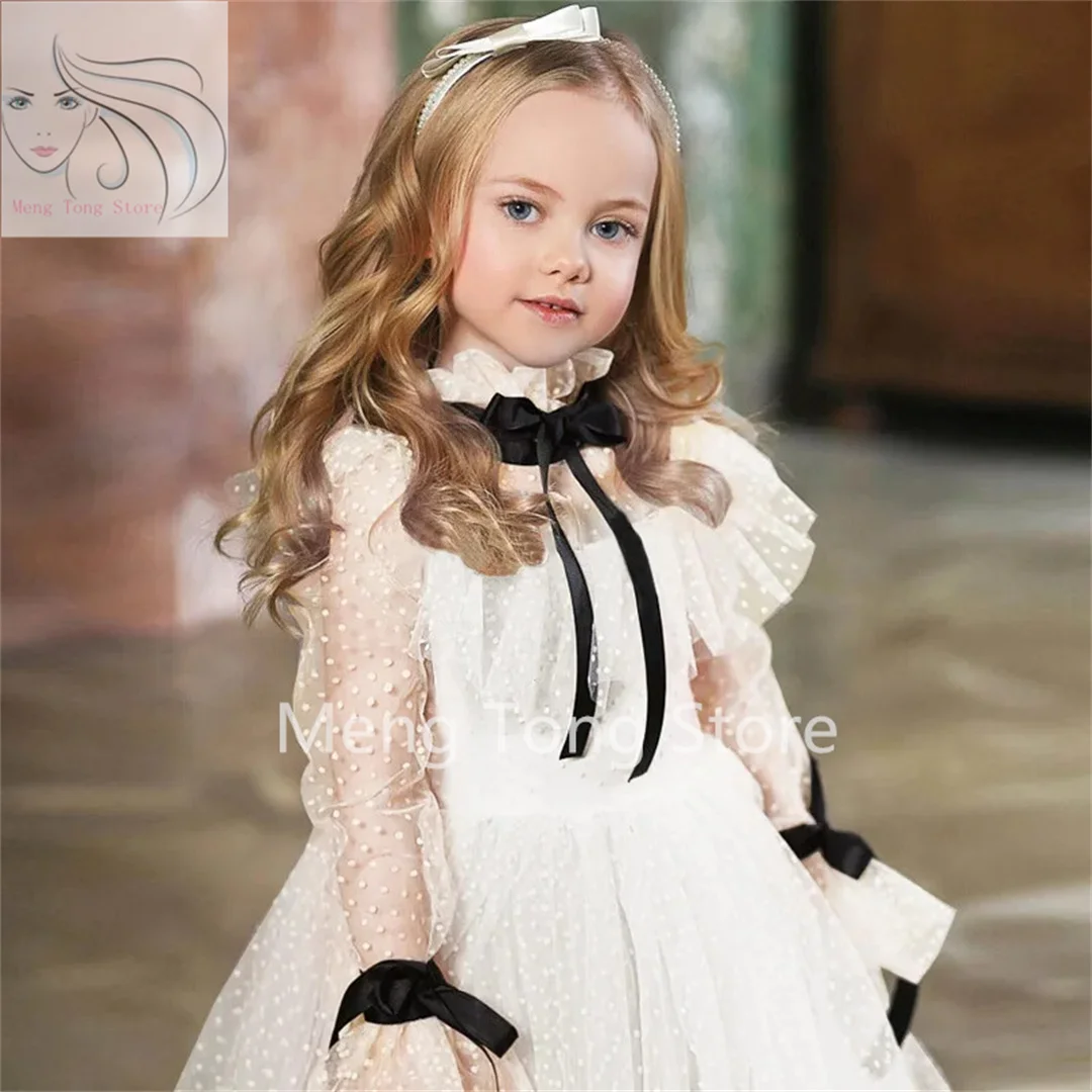 Flower Girl Dresses Birthday Wedding Long Sleeves Newborn Lovely Princess Party Dresses For Baby Christening Birthday Christmas