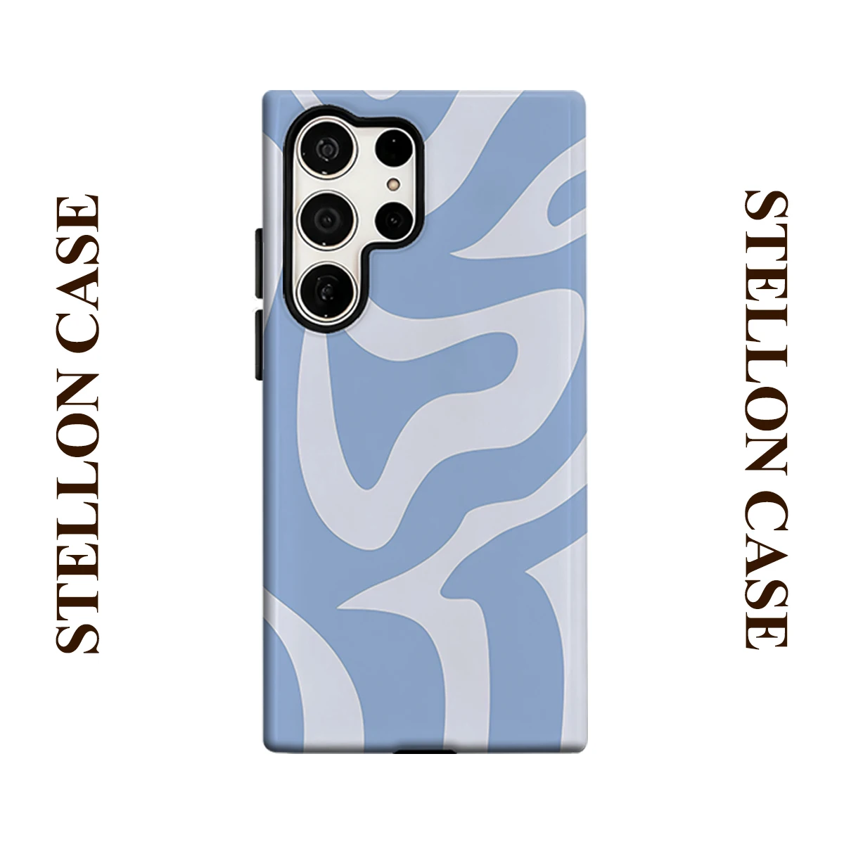 Light Blue Wave Glossy Double Layer Shockproof Phone Case For Samsung Galaxy S25 Ultra S24 Plus S23  Ultra Hard Back Cover