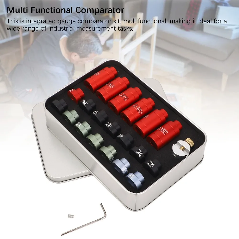 

Precision Aluminum Alloy Gauge Comparator Kit 14 Inserts 6 Bushings Reloading Gauge Tool Gauge Comparator Storage