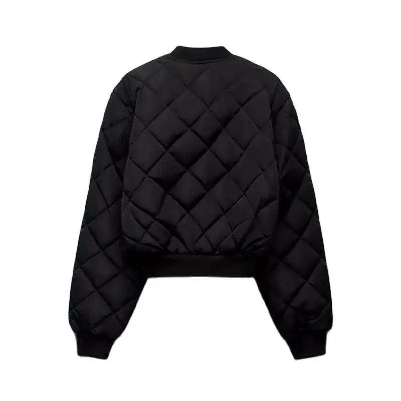 RZRA2024 autumn and winter new women\'s original diamond quilted pilot cotton jacket short commuting all-match solid color