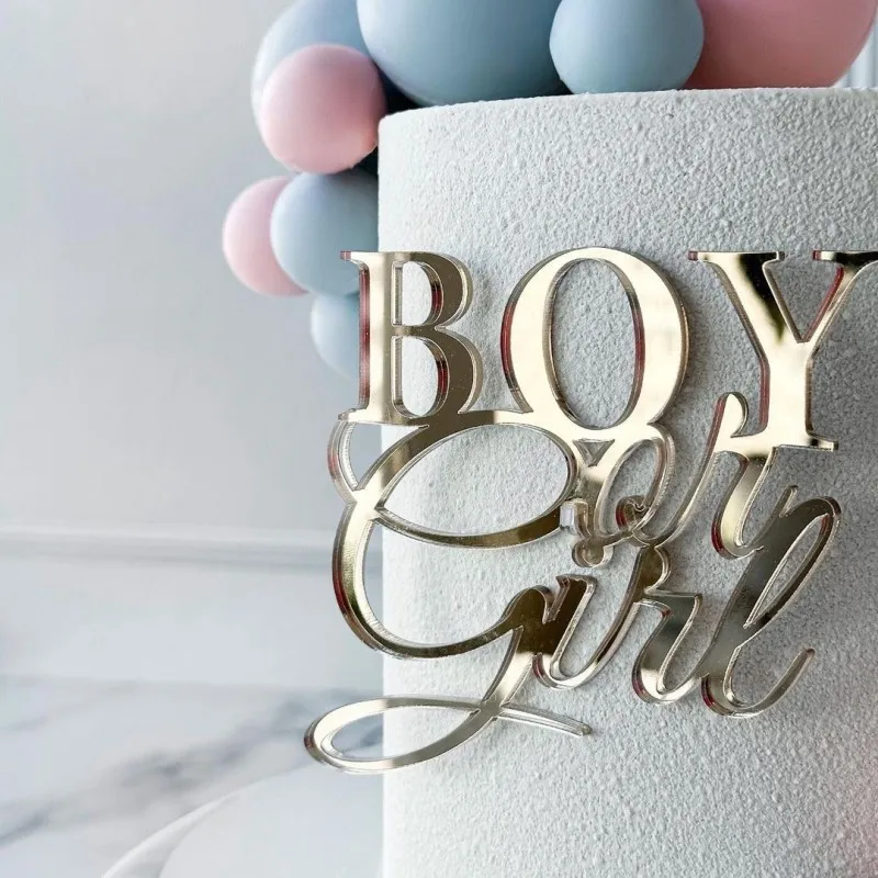 Ins Acrylic Cake Topper for Boy or Girl, Happy Birthday Party Decorations, Gold Cake Toppers Kids for Baby Shower Decor