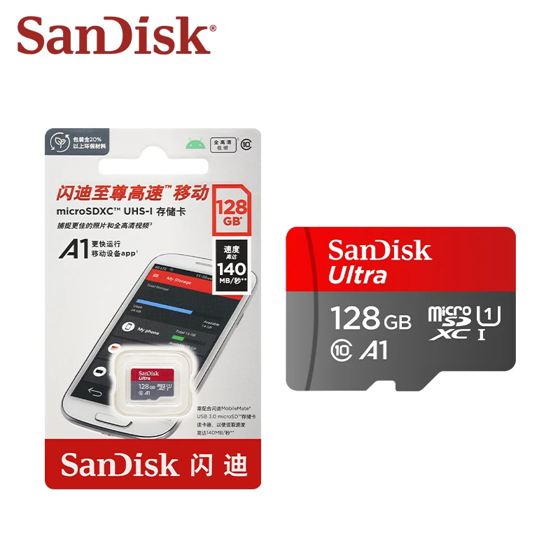 Original SanDisk Ultra Micro SD TF Memory Card 32GB 64GB 128GB 256GB 512GB 1TB A1 UHS-I With SD Adapter For Android Phone Camera