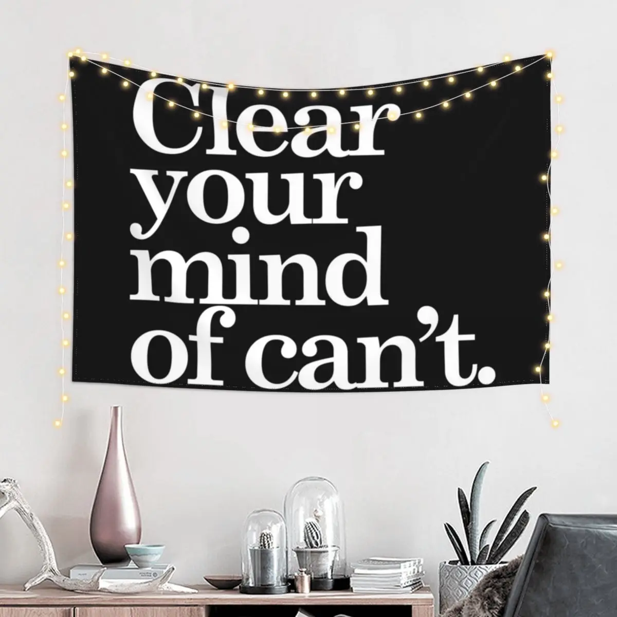 Clear Your Mind of Can't Black/White Tapestry Bedrooms Decor Hanging Wall Tapestry