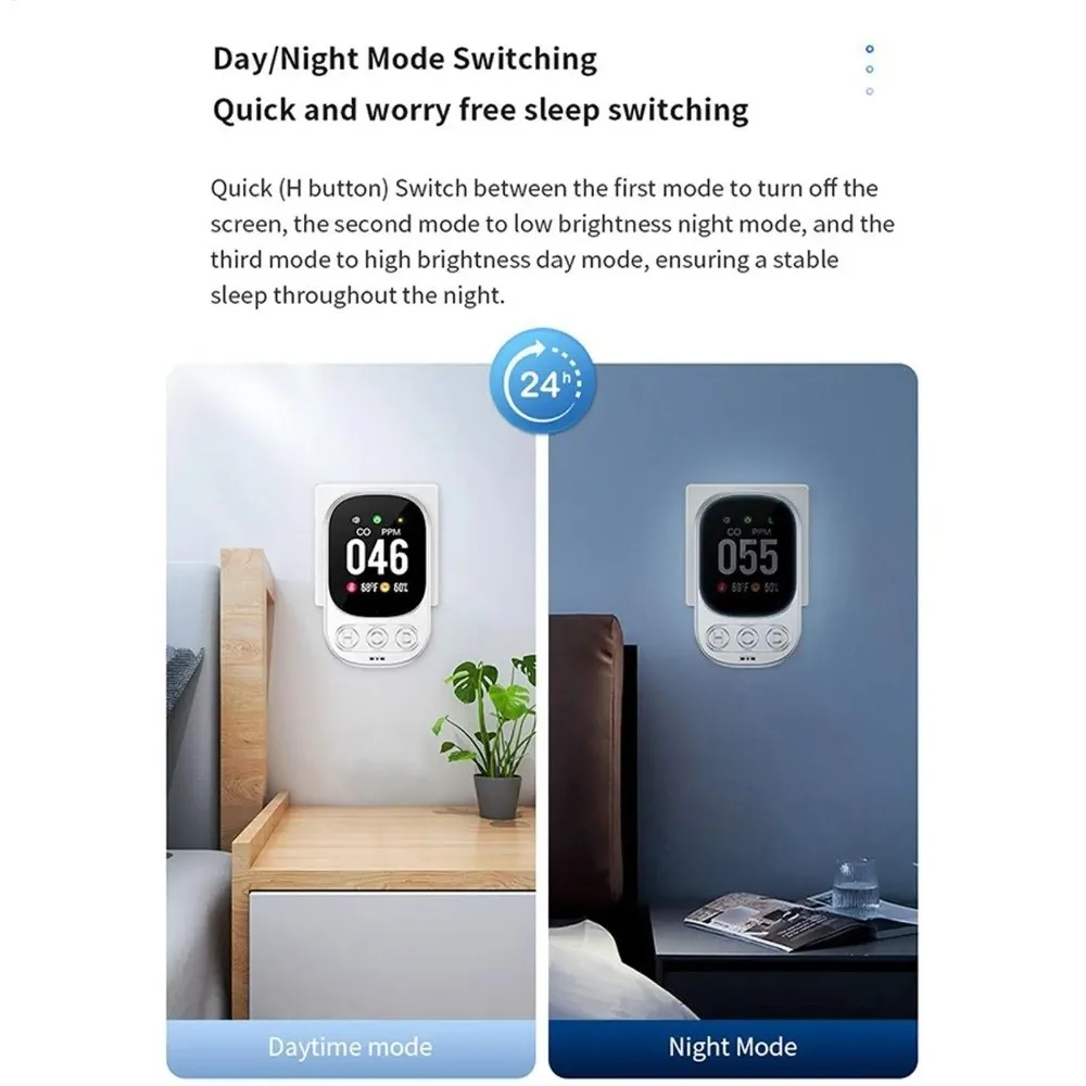 High Sensitivity Carbon Monoxide Detector Large Screen Real Time Monitoring CO Monitor Portable CO Monoxide Alarm Garage